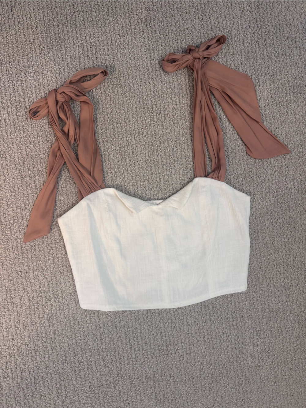Girl Tribe Co White Crop Top with Tie-Strap Shoulders